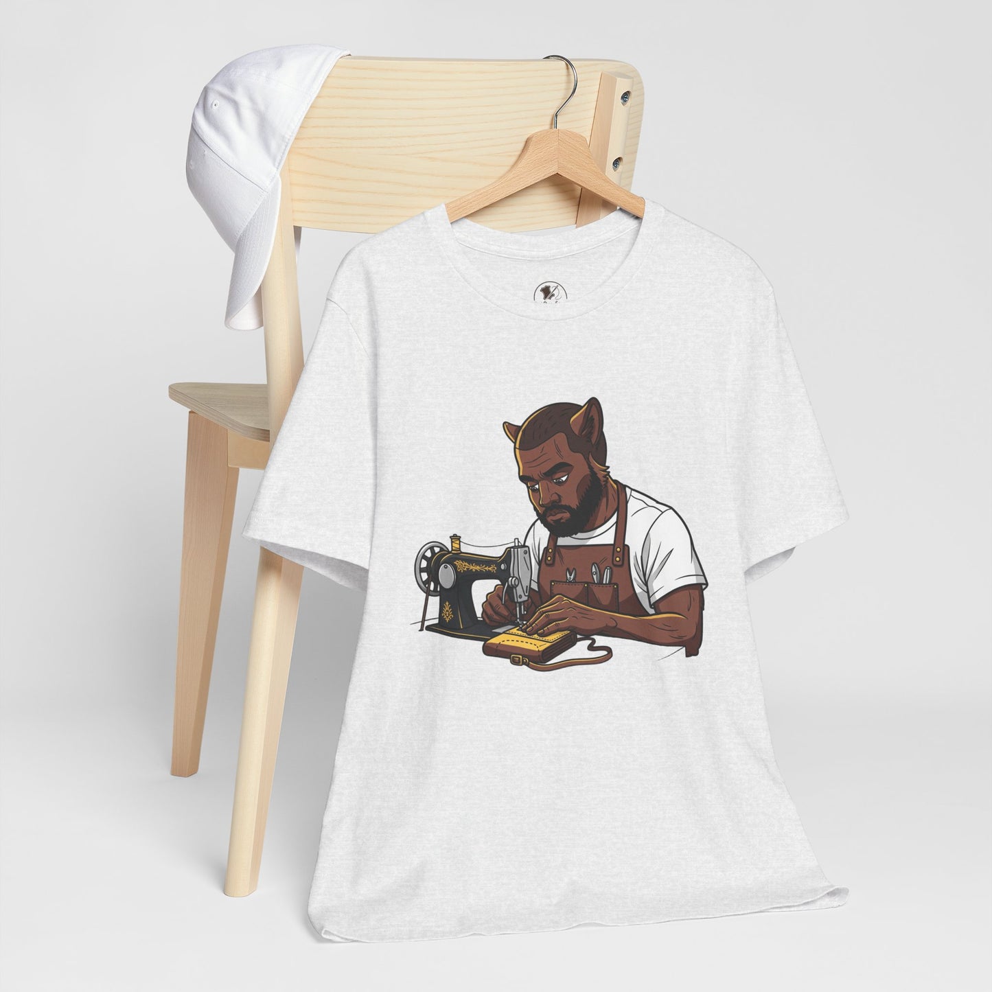 Crafty Cat Sewing T-Shirt, Funny Handmade Apparel for Cat Lovers and Creatives - ArtOm_farm™ LEATHER