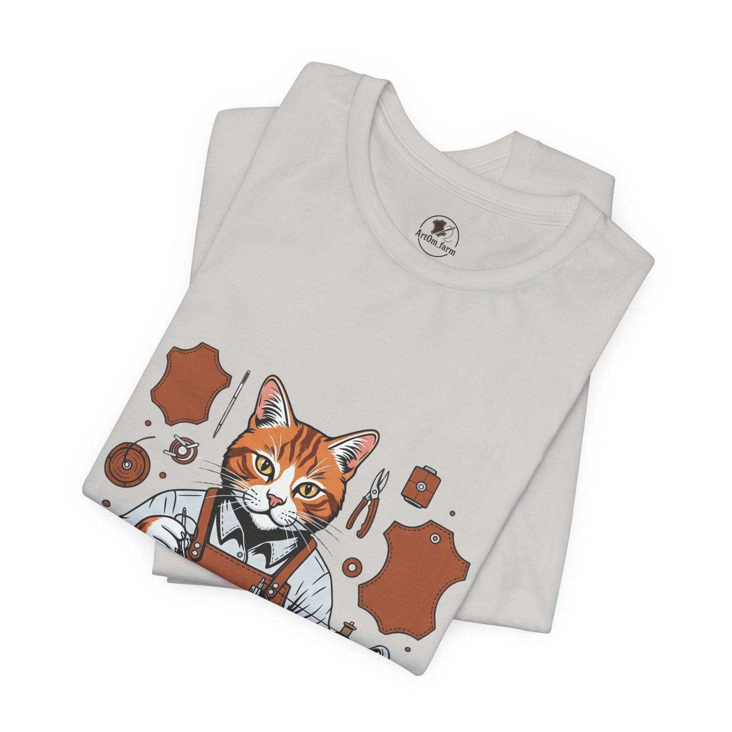 Crafty Cat Master Tee - Funny Cat Shirt for Unisex Pet Lovers, Unique Cat Apparel Gift for Cat Owners - ArtOm_farm™ LEATHER