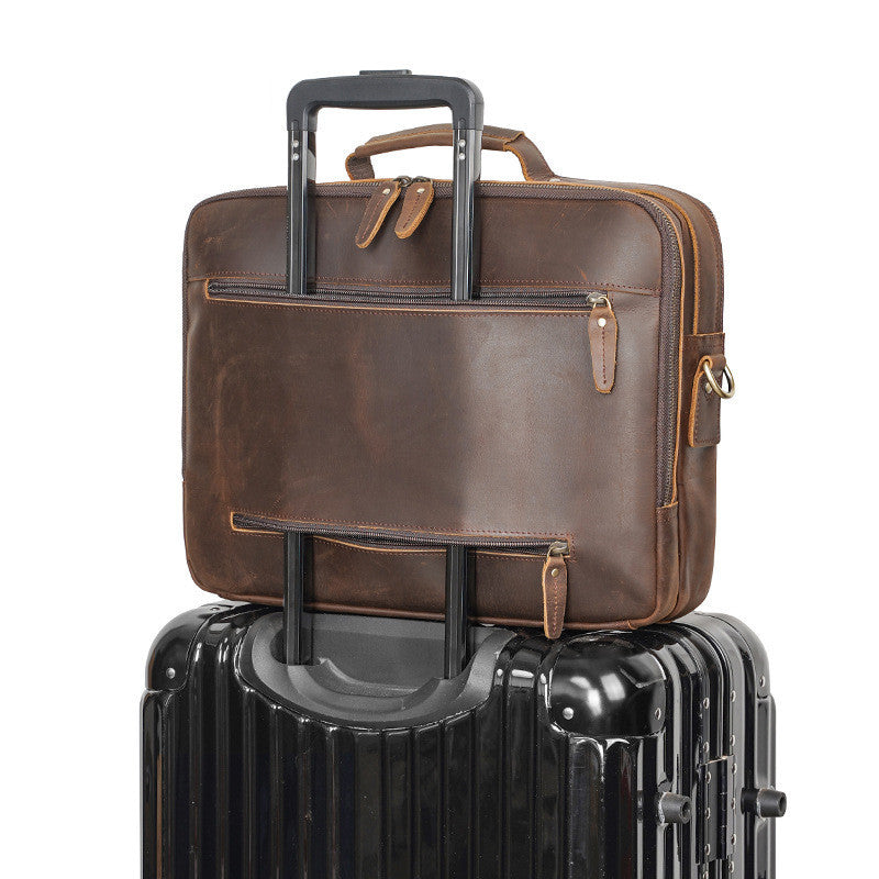 Vintage Leather Men's Briefcase - Crazy Horse Leather Laptop Bag - ArtOm_farm™ LEATHER