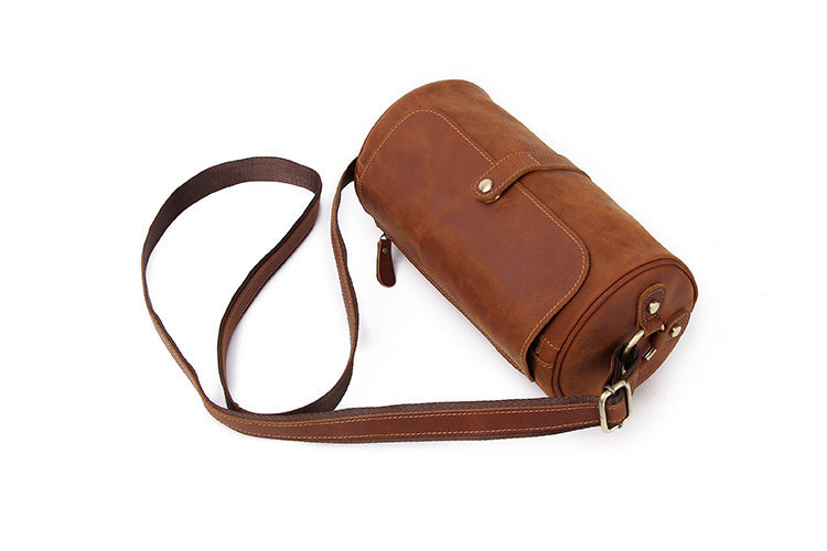 Men's Retro Top Hat Messenger Bag Crafted from Crazy Horse Leather - ArtOm_farm™ LEATHER