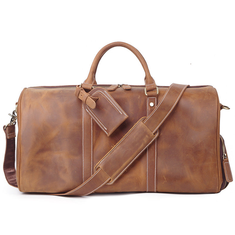Retro Men's Leather Luggage Bag in Crazy Horse Leather - European and American Style - ArtOm_farm™ LEATHER