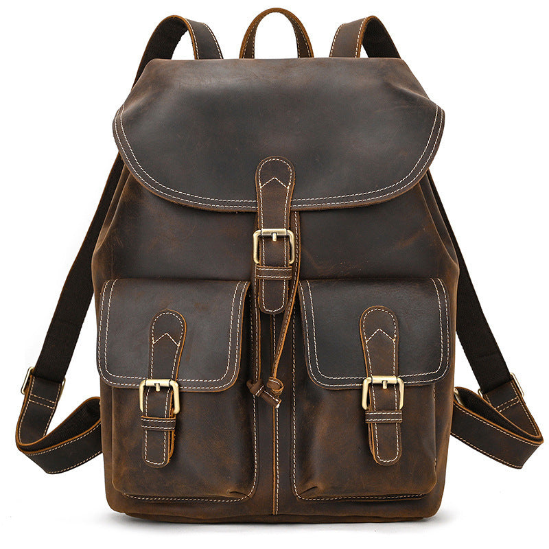 Casual Retro Leather Backpack for Adventurous Travel - ArtOm_farm™ LEATHER