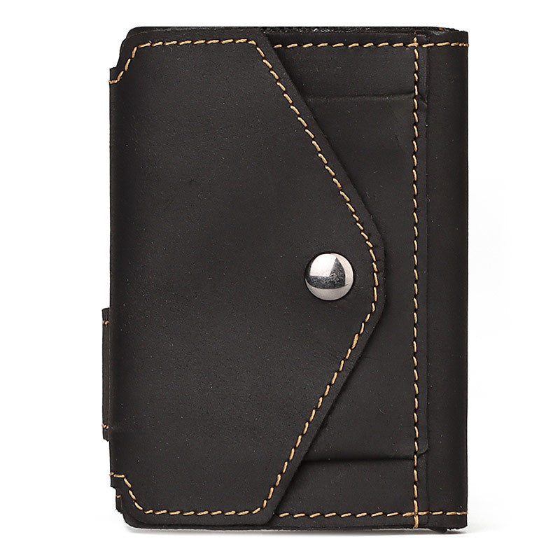 Retro Leather RFID Card Holder - Crazy Horse Leather Anti-theft Design - ArtOm_farm™ LEATHER