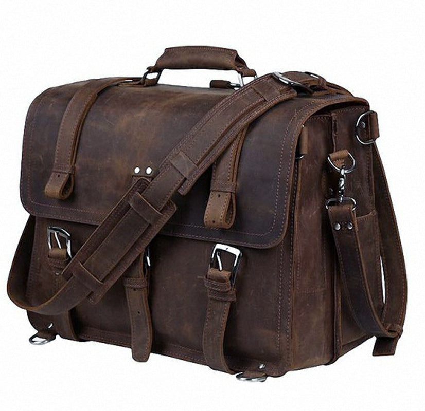 Retro Leather Traveling Bag for Men - Crazy Horse Leather Travel Bag - ArtOm_farm™ LEATHER