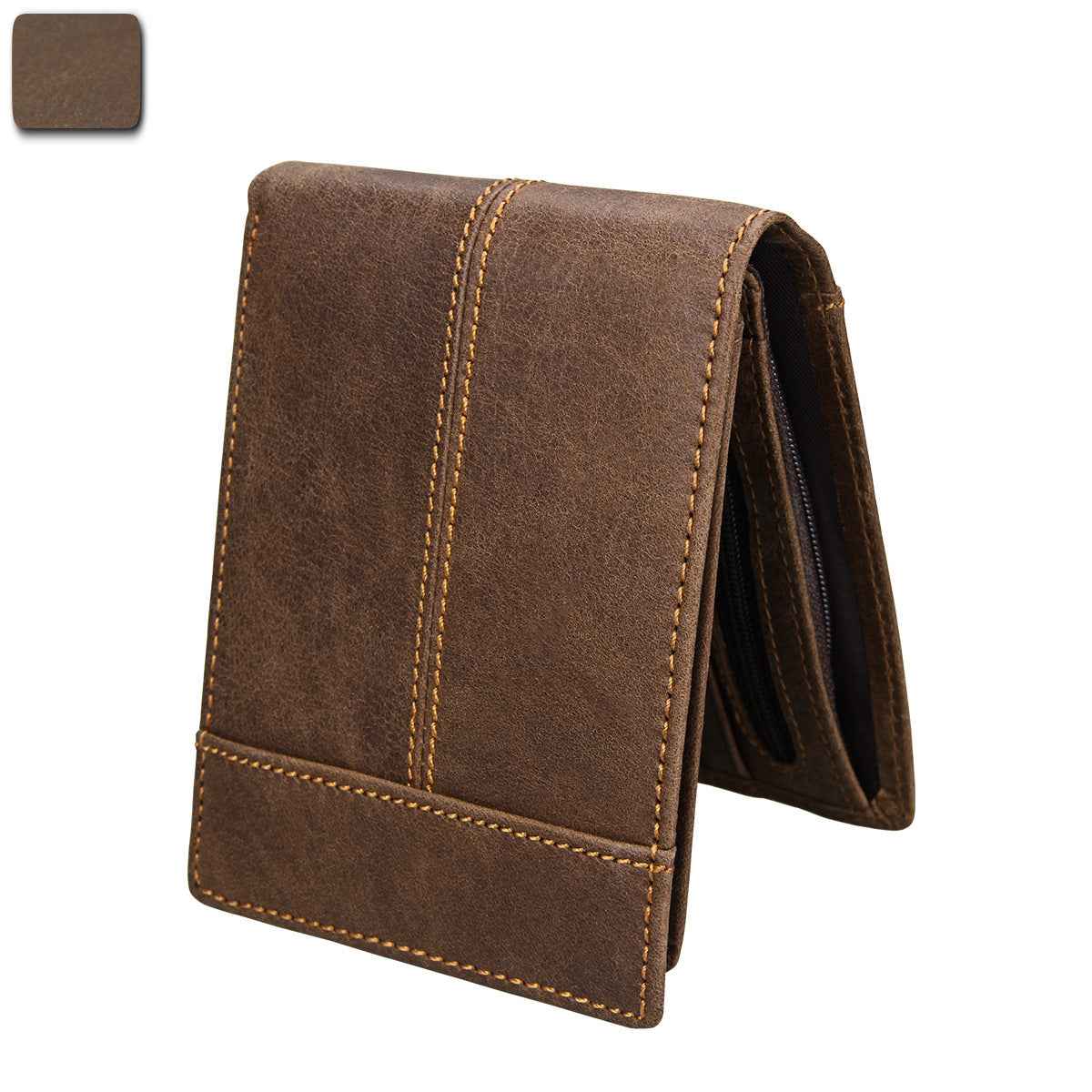 Leather Short Wallet Crafted from Crazy Horse Leather - ArtOm_farm™ LEATHER