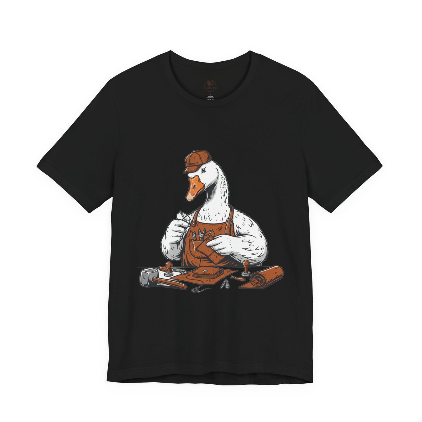 Creative Duck Artisan Tee - Unisex Graphic T-Shirt, Unique Gift for Crafters, Fun Animal Shirt, Artisan Duck Tee - ArtOm_farm™ LEATHER