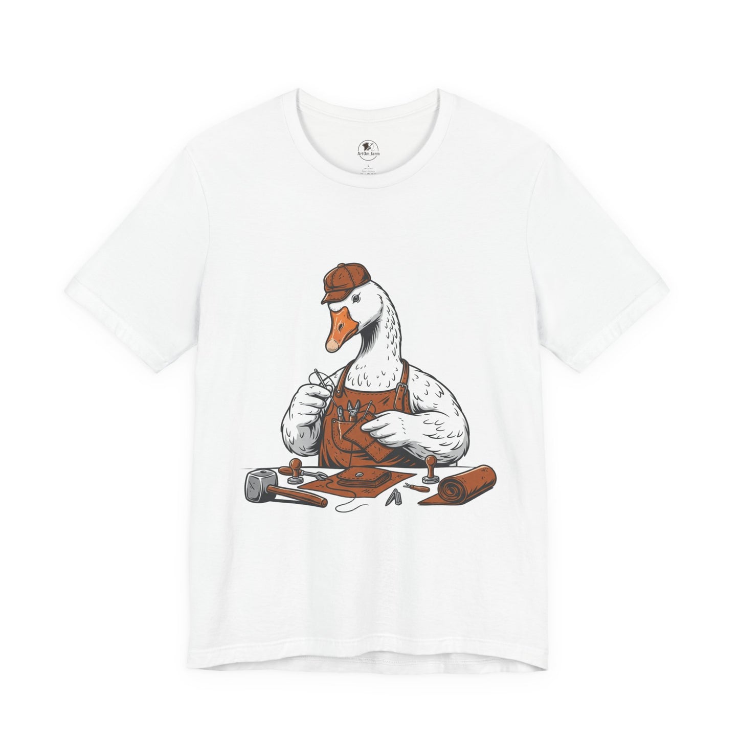 Creative Duck Artisan Tee - Unisex Graphic T-Shirt, Unique Gift for Crafters, Fun Animal Shirt, Artisan Duck Tee - ArtOm_farm™ LEATHER