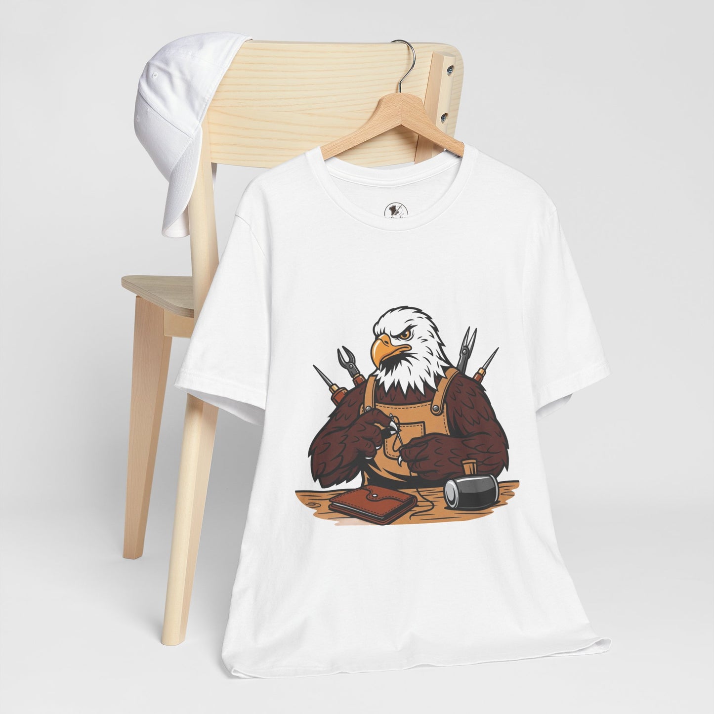 Crafty Eagle DIY Shirt - Unisex Tee for Crafters, Eagle Graphic Design, Gift for Men and Women - ArtOm_farm™ LEATHER