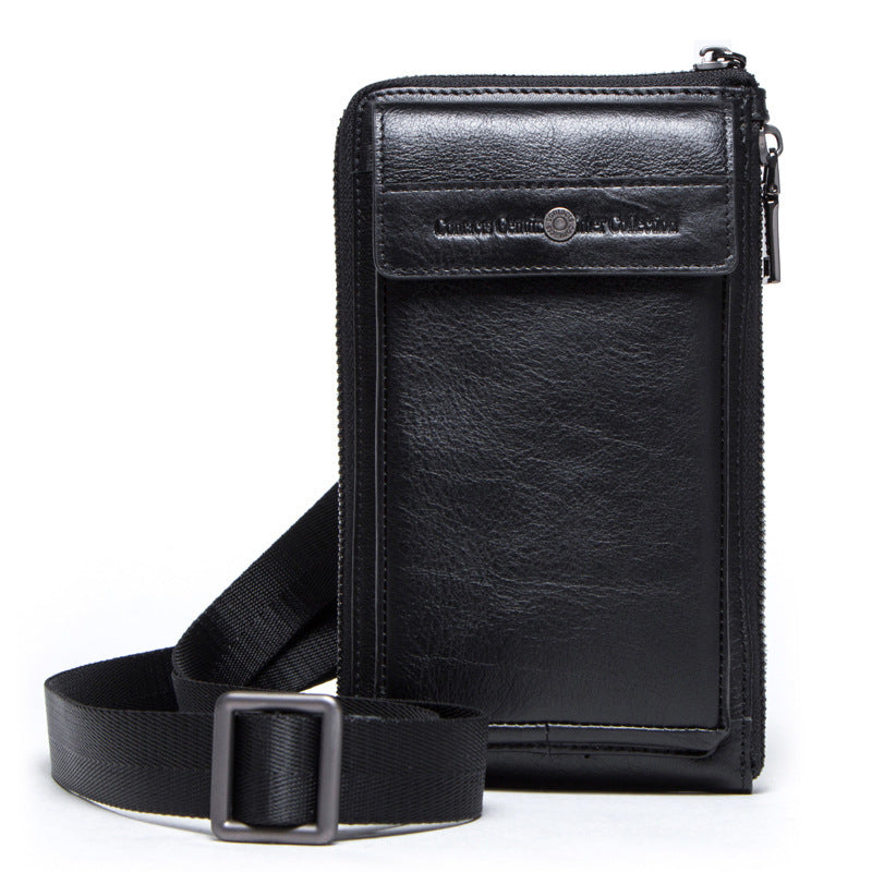 Retro Men's Phone Bag in Crazy Horse and Cow Leather - ArtOm_farm™ LEATHER
