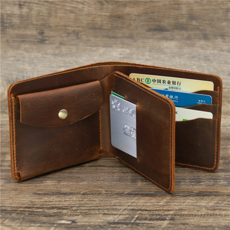 Men Crazy Horse Leather Wallet - Stylish Money and Card Bag for Modern Men - ArtOm_farm™ LEATHER