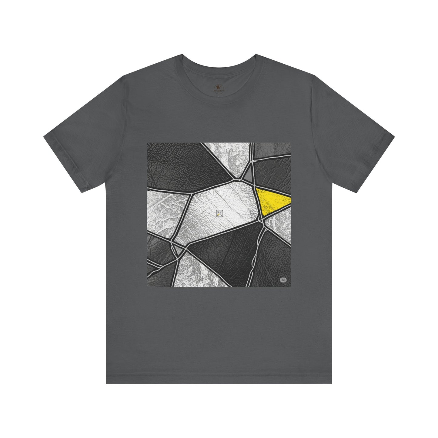 Stylish Geometric Graphic Tee - Modern Art T-Shirt for Casual Wear | Unisex Short Sleeve Shirt, Perfect Gift for Art Lovers and Unique Personal Style - ArtOm_farm™ LEATHER