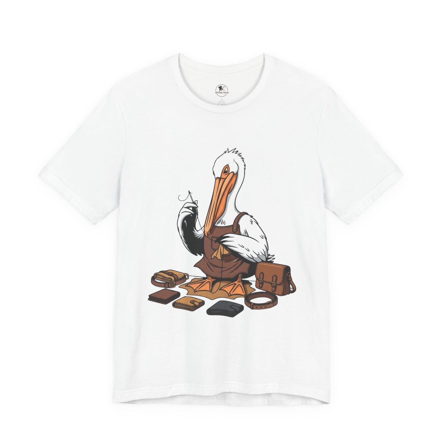 Whimsical Pelican Tee - Fun Beach T-Shirt for Casual Summer Style and Nature Lovers - ArtOm_farm™ LEATHER