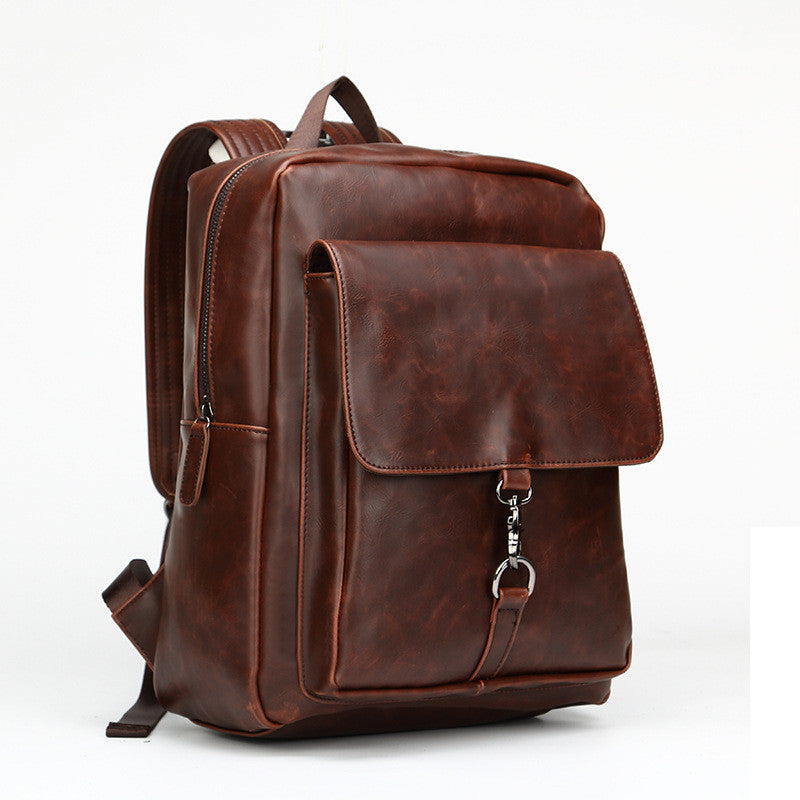 Korean Men's Retro Leather Backpack - Crazy Horse Leather Style - ArtOm_farm™ LEATHER