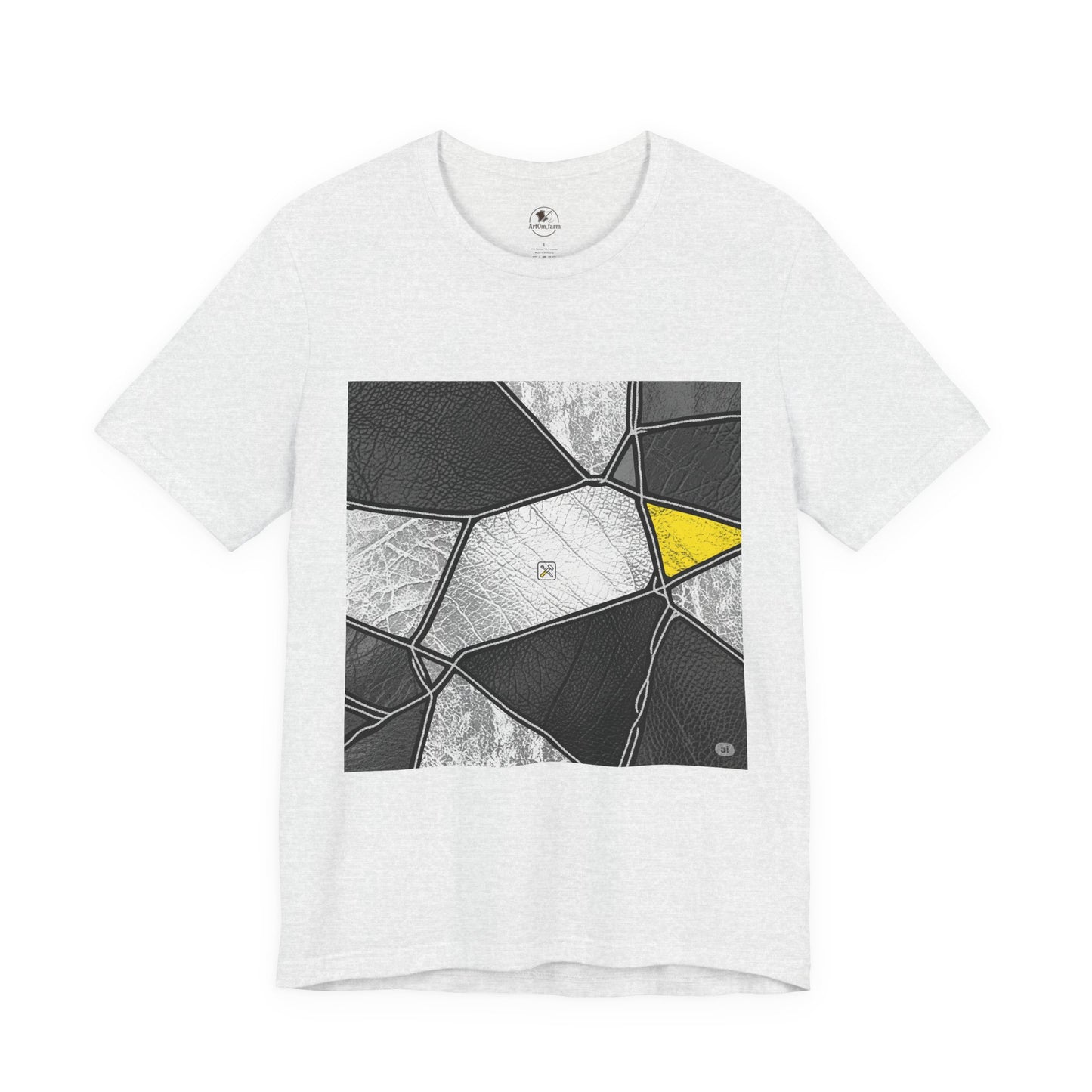 Stylish Geometric Graphic Tee - Modern Art T-Shirt for Casual Wear | Unisex Short Sleeve Shirt, Perfect Gift for Art Lovers and Unique Personal Style - ArtOm_farm™ LEATHER