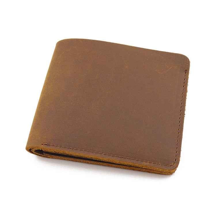 Multiple Card Slots Crazy Horse Leather Wallet - Top Layer Leather Design