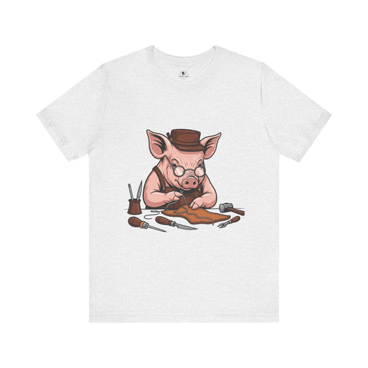 Pig Carver Tee - Funny Pig Shirt for Animal Lovers, Unique Crafting Humor Apparel, Perfect Farm Style Gift - ArtOm_farm™ LEATHER