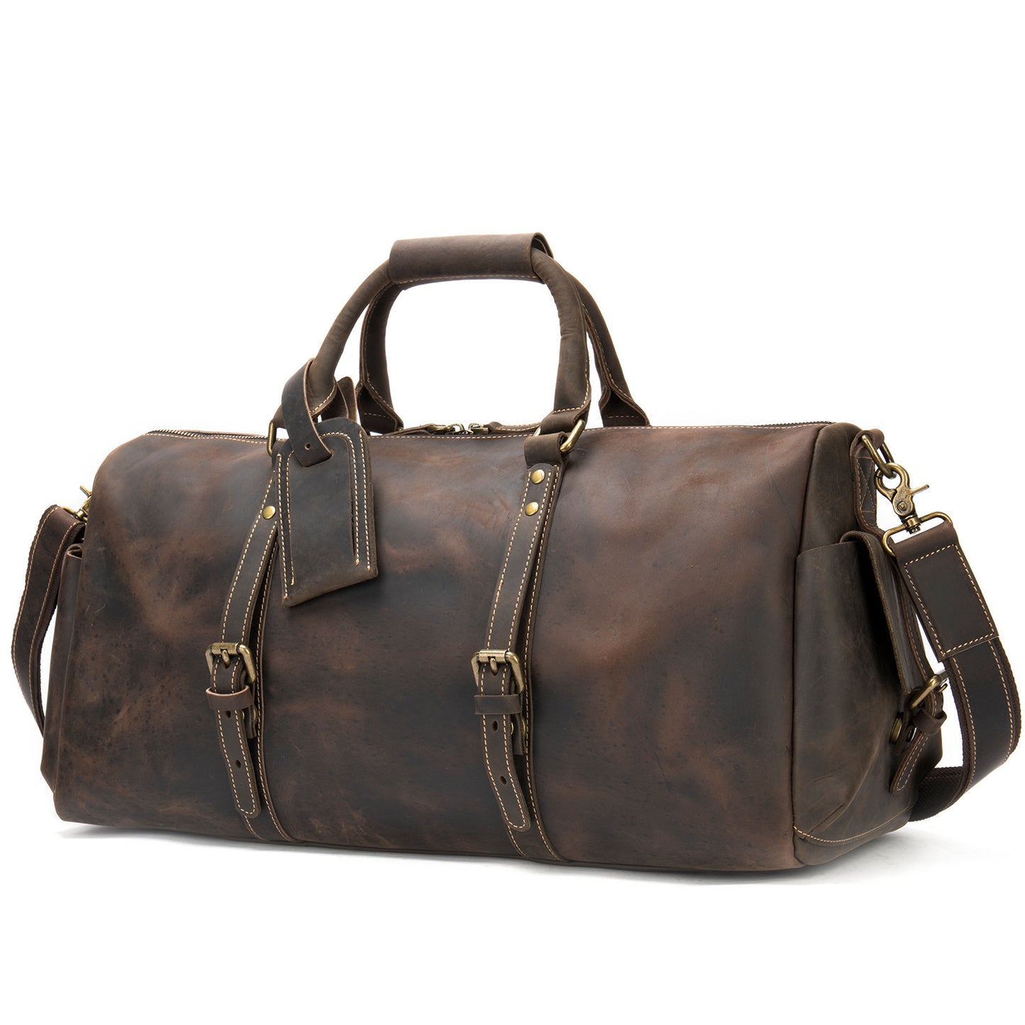 Crazy Horse Leather Travel Bag - Large Capacity Storage for Adventurers - ArtOm_farm™ LEATHER