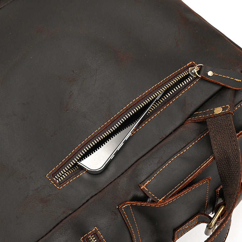 Leather Vintage Backpack - Large Capacity Crazy Horse Design - ArtOm_farm™ LEATHER