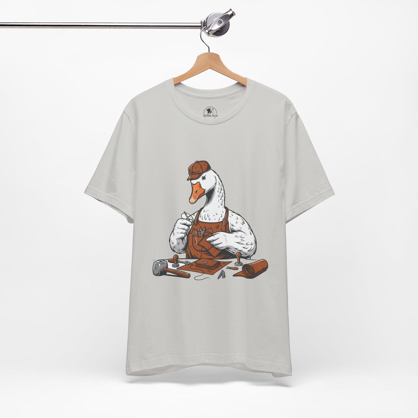 Creative Duck Artisan Tee - Unisex Graphic T-Shirt, Unique Gift for Crafters, Fun Animal Shirt, Artisan Duck Tee - ArtOm_farm™ LEATHER