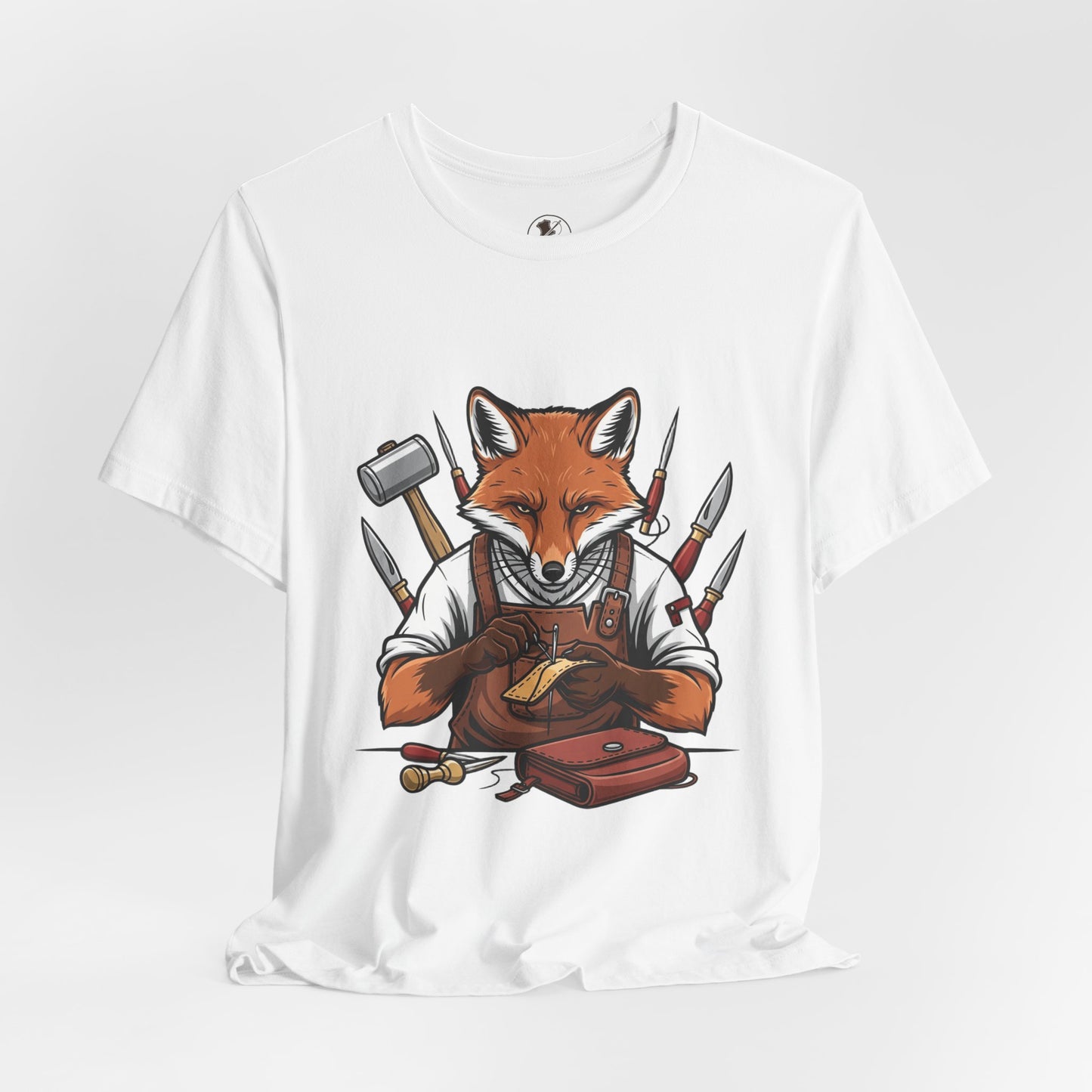 Crafty Fox T-Shirt - Funny Artisan Tee for Crafters, Perfect Gift for Art Lovers, Unique Handmade Vibes - ArtOm_farm™ LEATHER