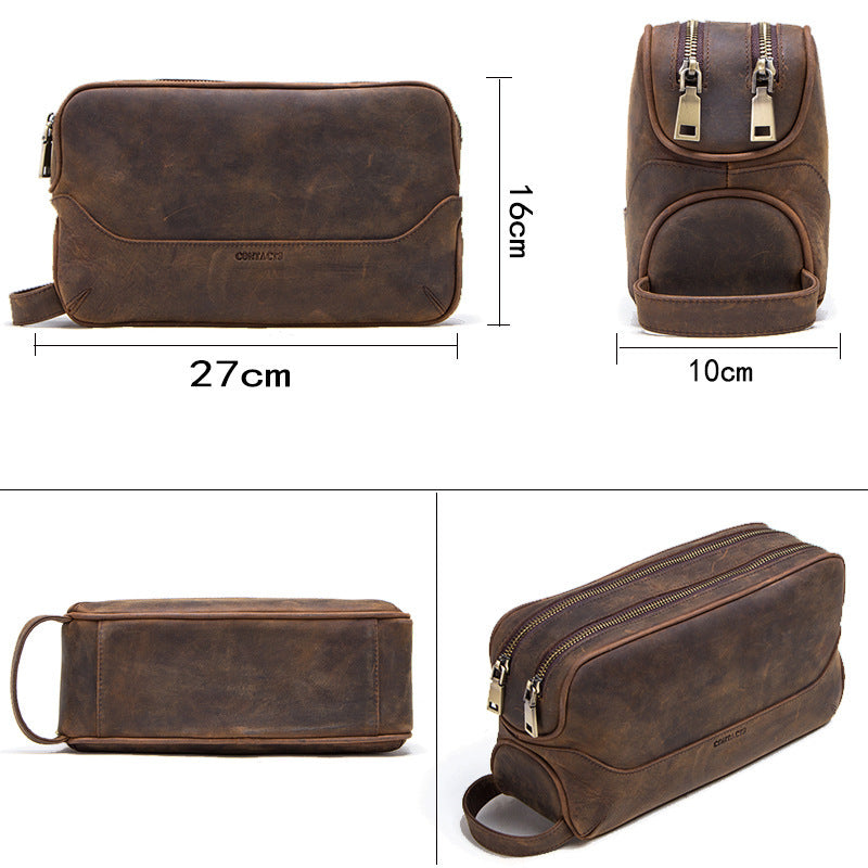 Men's Leather Clutch - Genuine Vintage First Layer Leather Wallet - ArtOm_farm™ LEATHER
