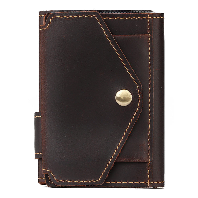 Retro Leather RFID Card Holder - Crazy Horse Leather Anti-theft Design - ArtOm_farm™ LEATHER