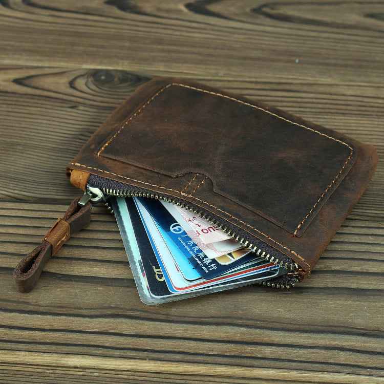 Men's Retro Leather Coin Purse in Crazy Horse Leather