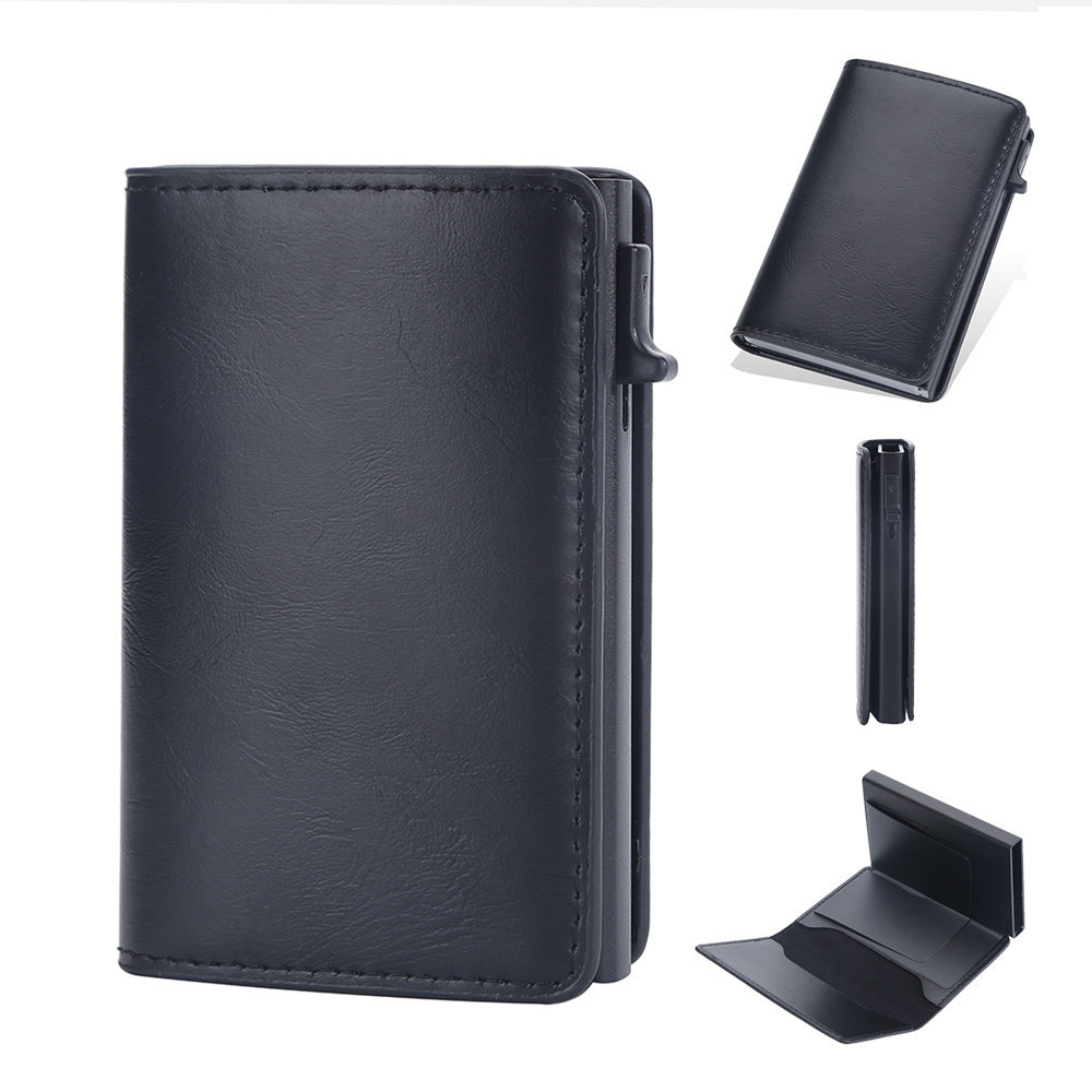 Crazy Horse Leather Card Clamp for Men - Anti-Degaussing Protection - ArtOm_farm™ LEATHER