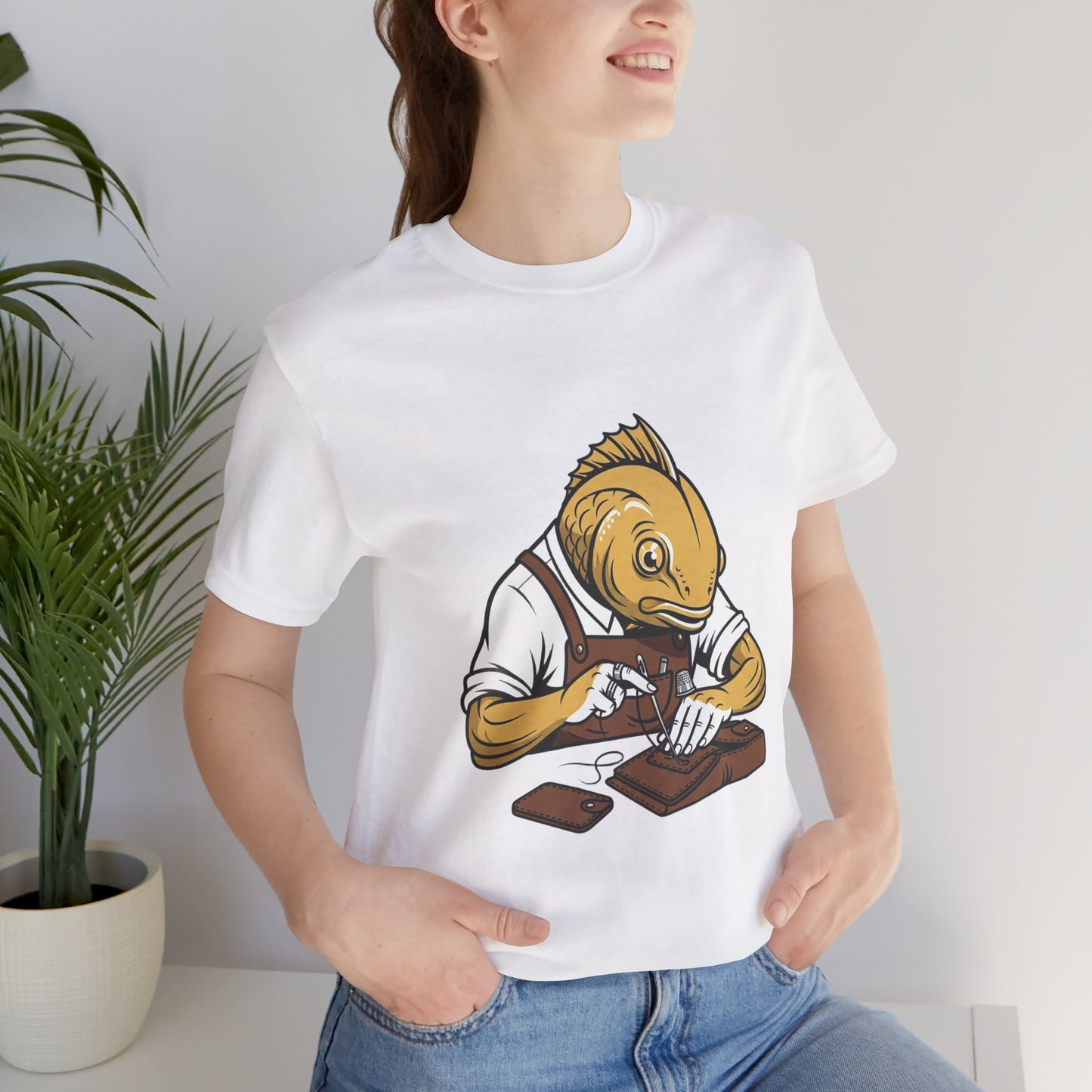 Creative Fish Artist Tee - Unique Graphic Tee for Art Lovers, Eco-Friendly Casual Wear - ArtOm_farm™ LEATHER
