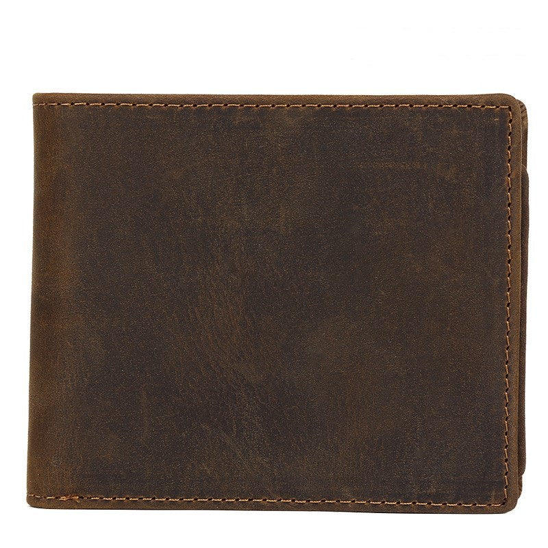 Vintage Leather Wallet - Handmade Crazy Horse Leather Short Strap Wallet - ArtOm_farm™ LEATHER