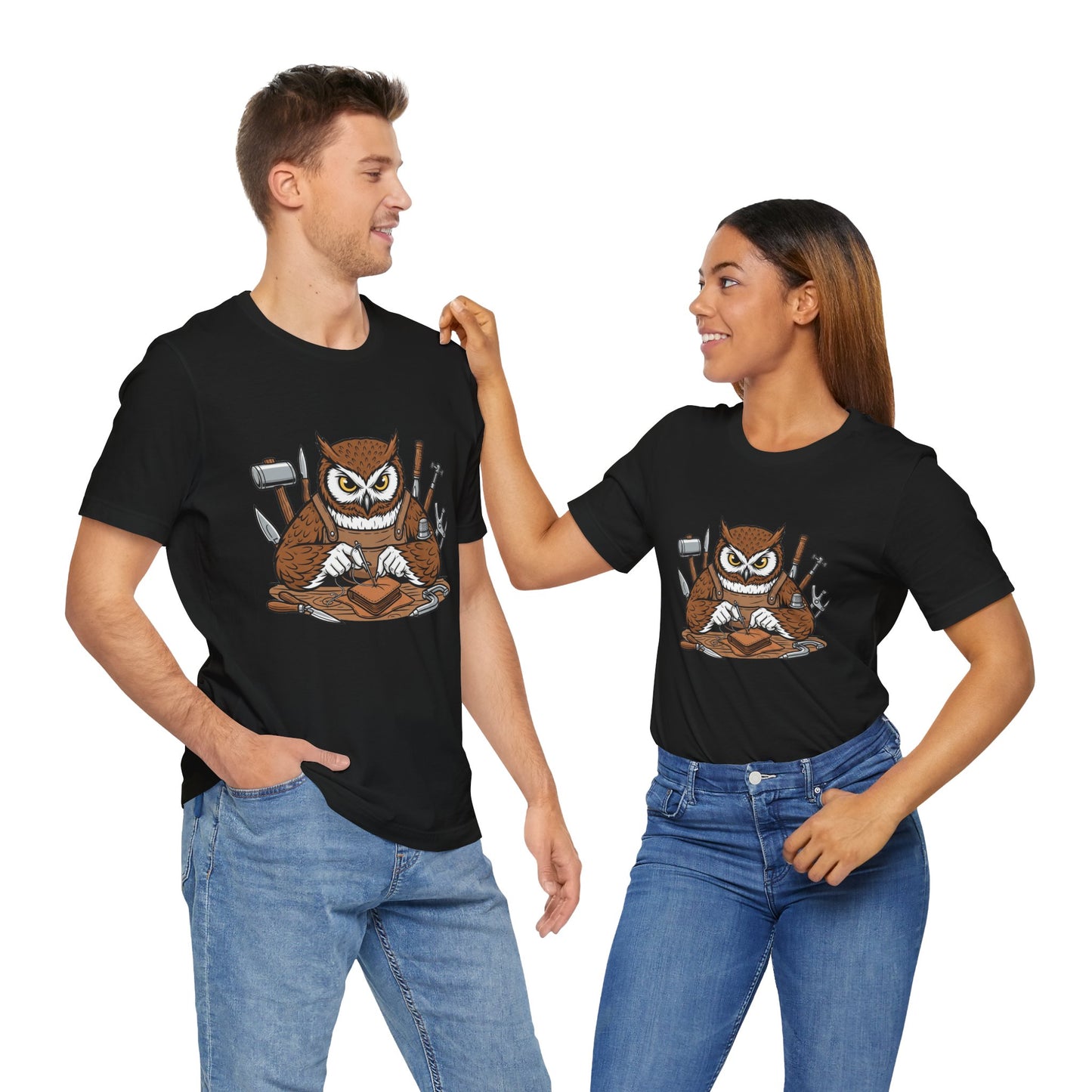 Owl Artisan Tee - Perfect Gift for Craft Lovers and Nature Enthusiasts, Handmade Casual Wear - ArtOm_farm™ LEATHER