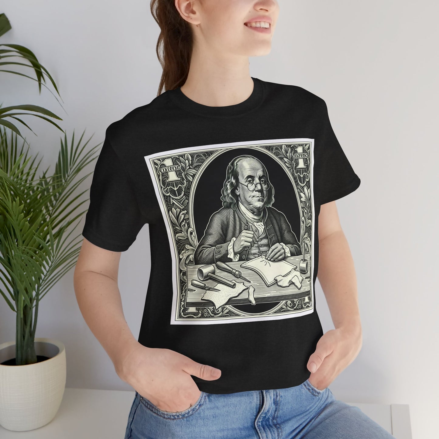 Benjamin Franklin Vintage Tee - Unisex Short Sleeve Shirt Perfect for History Lovers and Unique Teacher Gifts - ArtOm_farm™ LEATHER