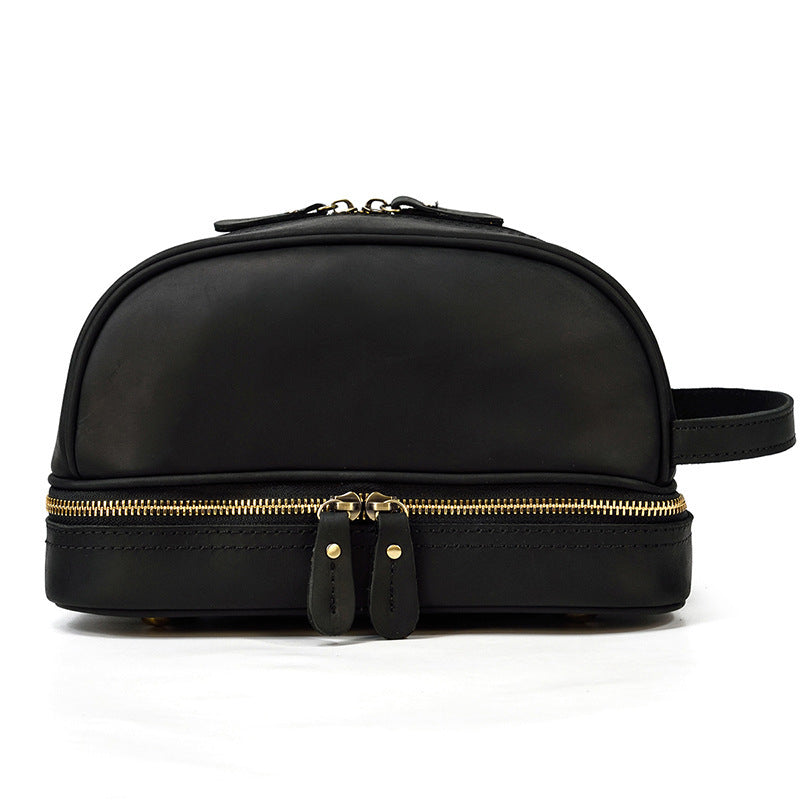 Vintage Leather Toiletry Bag for Men - Crazy Horse Leather Travel Clutch - ArtOm_farm™ LEATHER