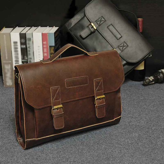 Crazy Horse Leather Briefcase for Men - Timeless Style and Durability - ArtOm_farm™ LEATHER