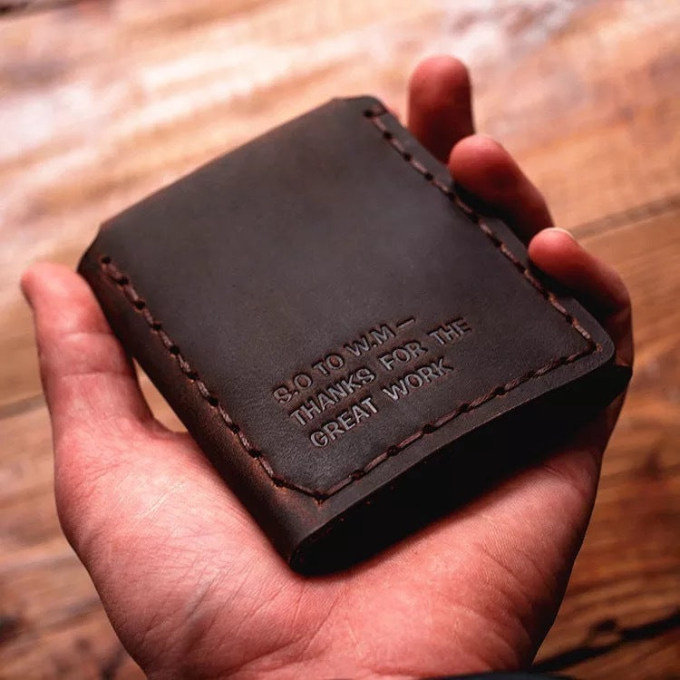Personalized Horse Leather Wallet - Retro Day Dreamer Design - ArtOm_farm™ LEATHER