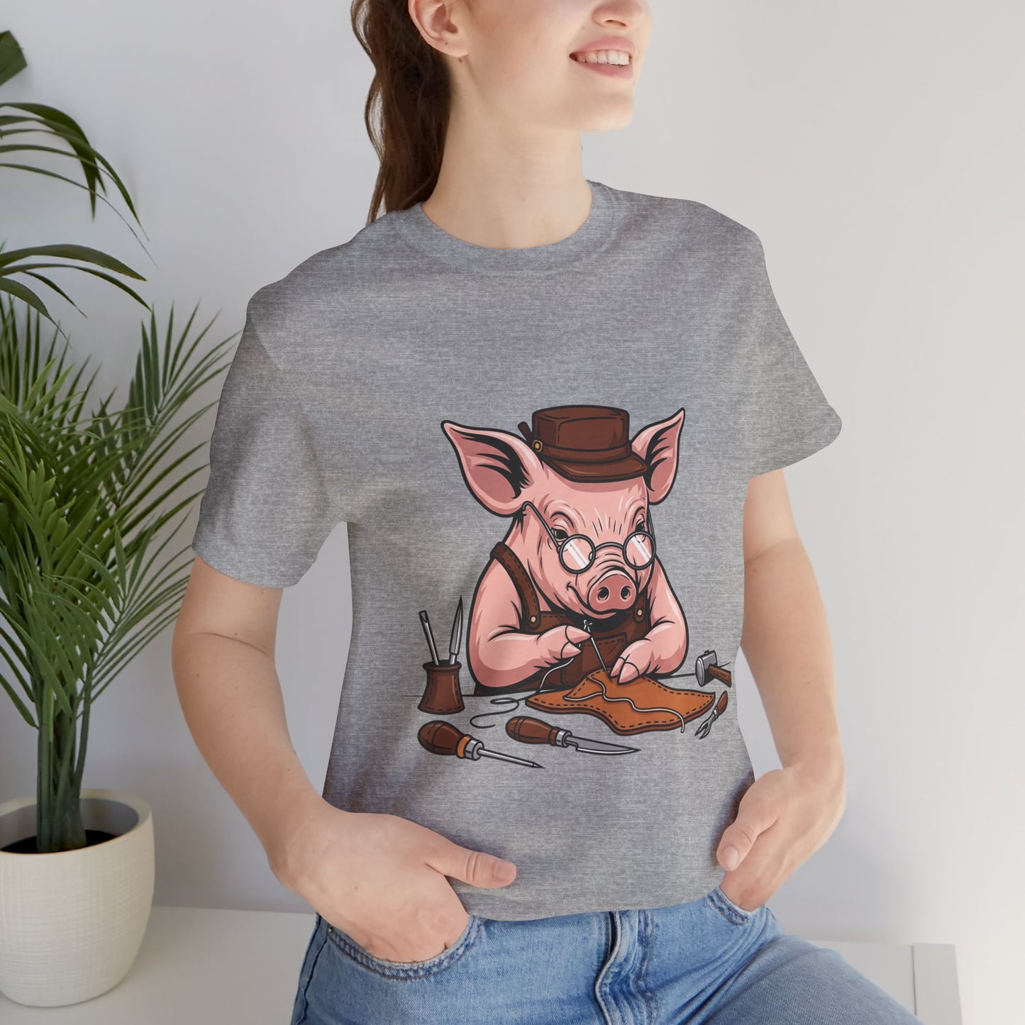 Pig Carver Tee - Funny Pig Shirt for Animal Lovers, Unique Crafting Humor Apparel, Perfect Farm Style Gift - ArtOm_farm™ LEATHER