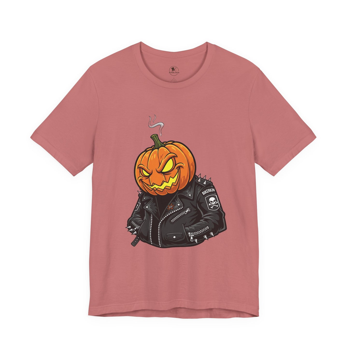 Pumpkin Punk T-Shirt - Edgy Halloween Graphic Tee for Unisex Style at Autumn Parties - ArtOm_farm™ LEATHER
