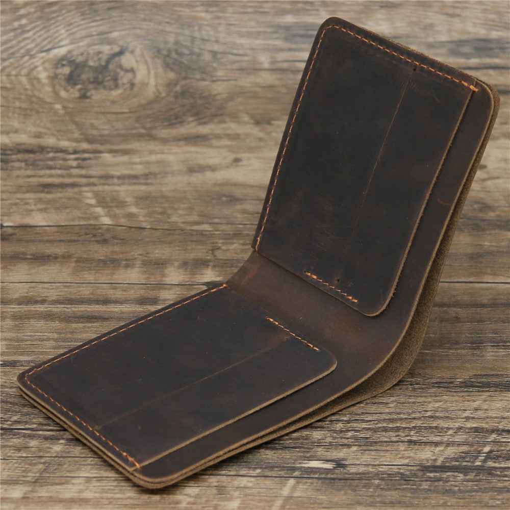 Men's Crazy Horse Leather Wallet Retro Style