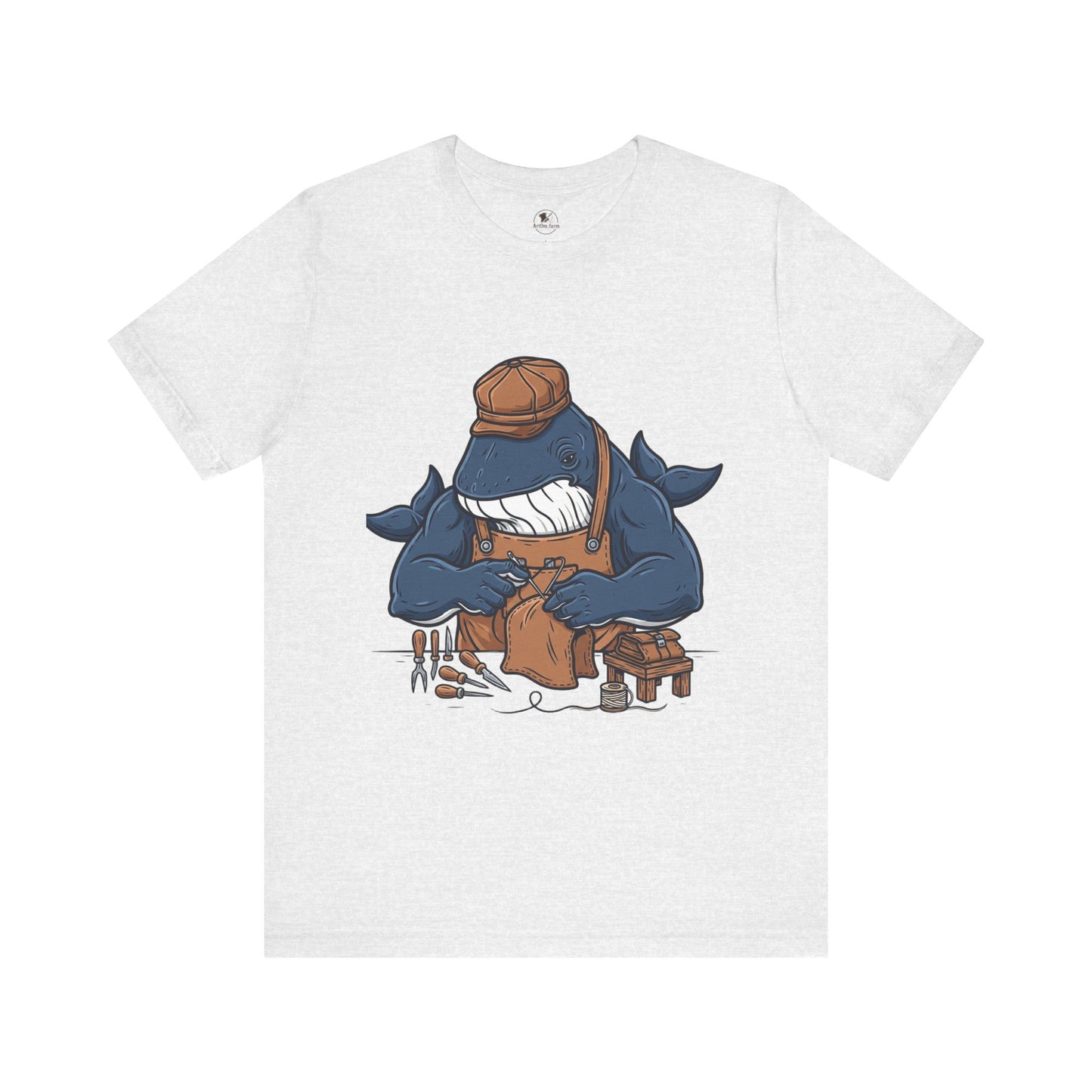 Crafty Shark Tee - Fun Unisex Casual Shirt for Ocean Lovers, Unique Gift Idea and Art Inspired Apparel - ArtOm_farm™ LEATHER
