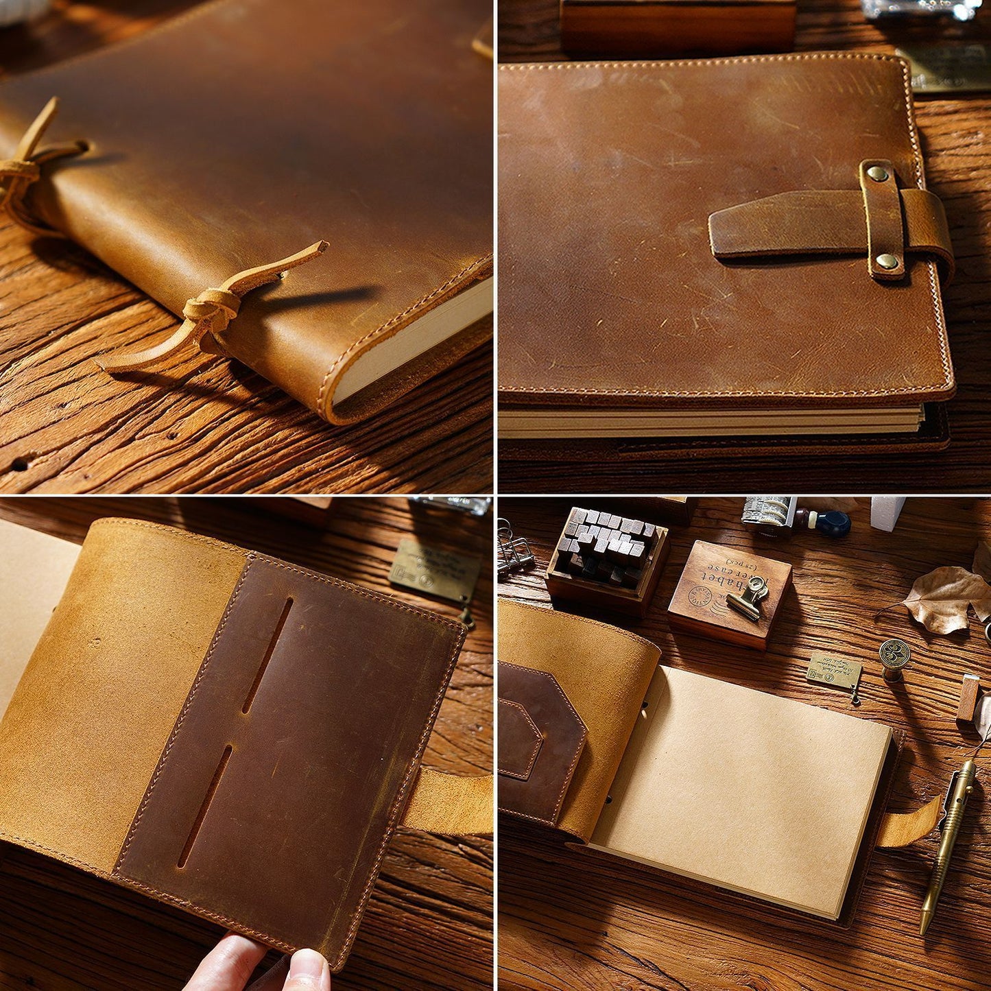 Vintage Leather Handmade Notebook - Genuine Leather Rope Bound Journal for Notes and Painting - ArtOm_farm™ LEATHER