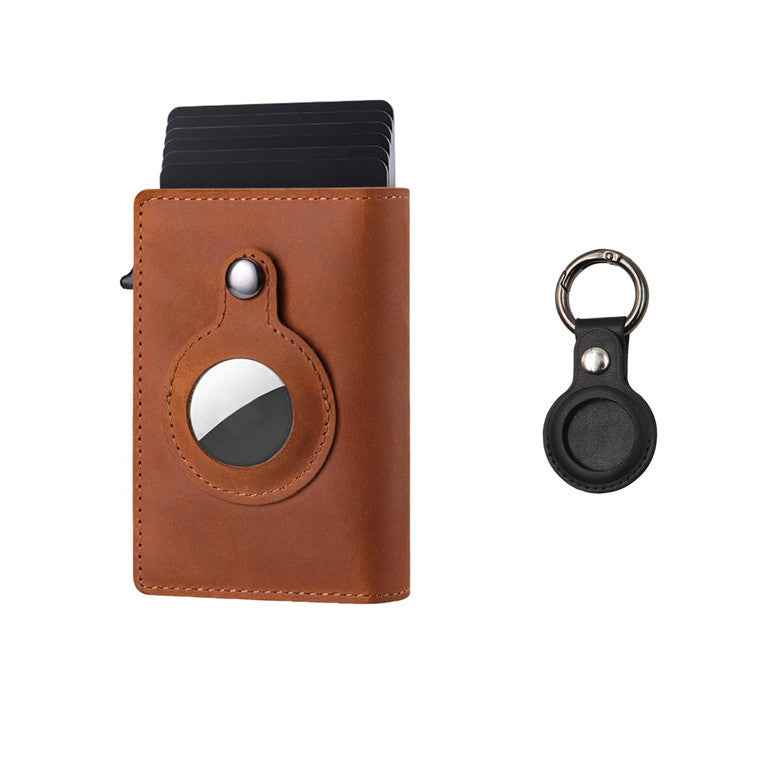 Leather Card Holder Case – Protective Aluminum Alloy Crazy Horse Design