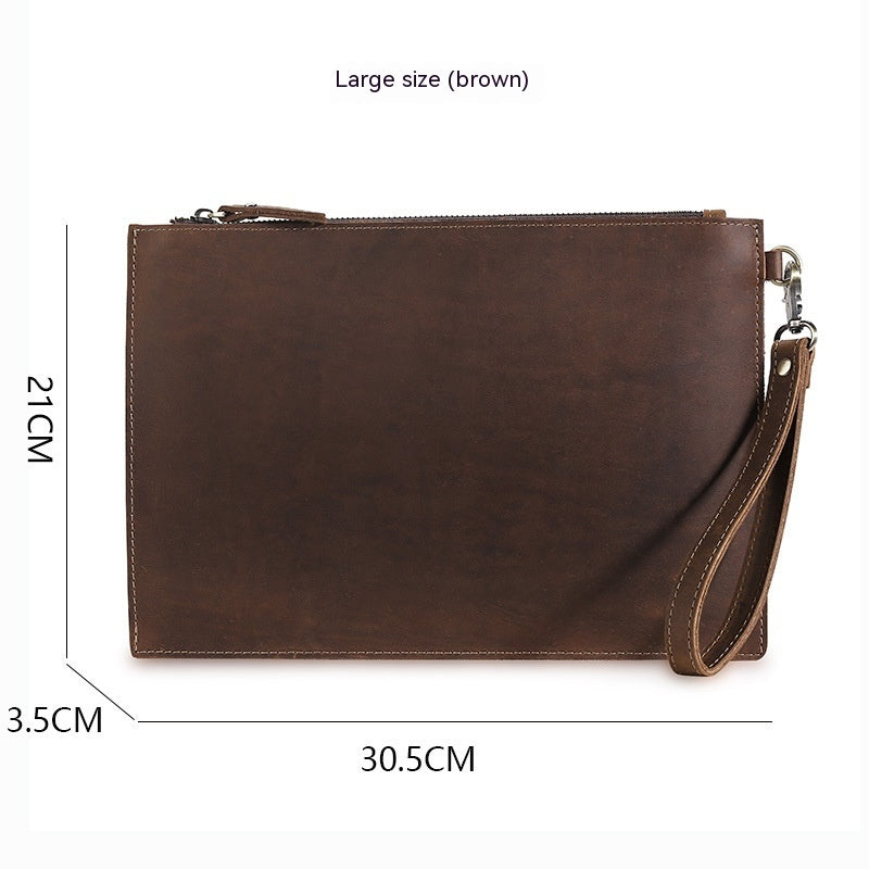 European and American Retro Leather Men's Clutch - Crazy Horse Design - ArtOm_farm™ LEATHER