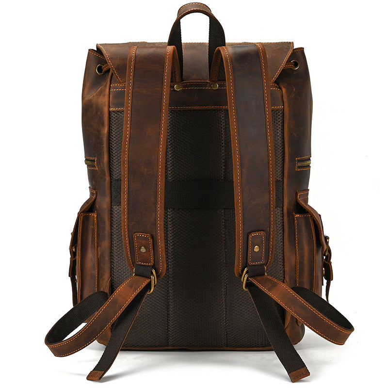 Leather Vintage Backpack - Large Capacity Crazy Horse Design - ArtOm_farm™ LEATHER