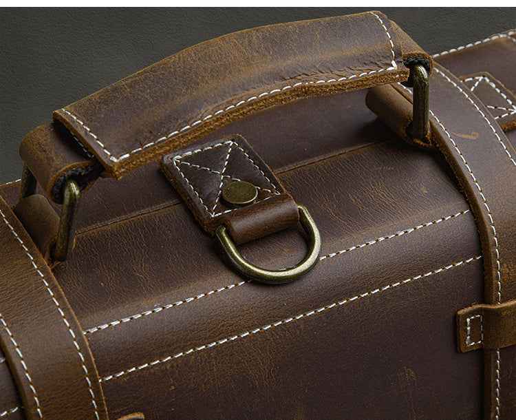 Multifunctional Vintage Leather Backpack in Crazy Horse Leather Design