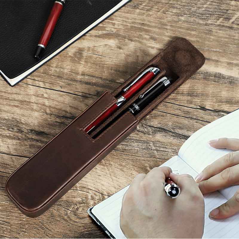Handmade Leather Pencil Case – Removable Drawer-Type Crazy Horse Design