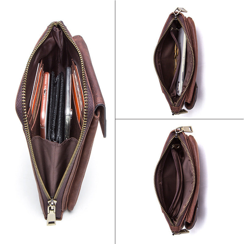 Retro Men's Phone Bag in Crazy Horse and Cow Leather - ArtOm_farm™ LEATHER