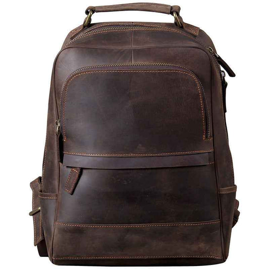 New Retro Crazy Horse Men's Leather Backpack - Stylish Retro Leather Backpack for Men