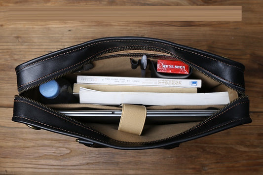 Vintage Leather Handbag - Casual Crazy Horse Leather Handmade Men's Handbag - ArtOm_farm™ LEATHER