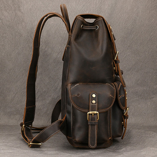 Large Capacity Leather Backpack for Travel and Outdoor Adventures - ArtOm_farm™ LEATHER