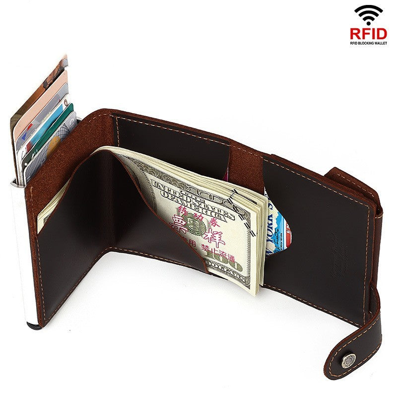 Retro Leather RFID Card Holder - Crazy Horse Leather Anti-theft Design - ArtOm_farm™ LEATHER